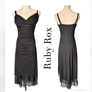 Ruby Rox Long Black Sleeveless Dress Tiered Cascade Hem Size Small